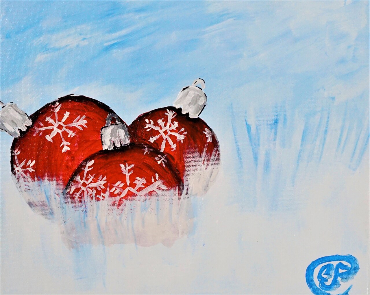 Christmas Paint Kit - Ornaments in the Snow Acrylic At Home Paint Kit & Video Lesson, Art Gift Set, DIY Christmas Craft, Beginner Painting, Paint At Home, Paint Party